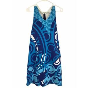 Multi-tone Blue Geometric Strappy Sundress